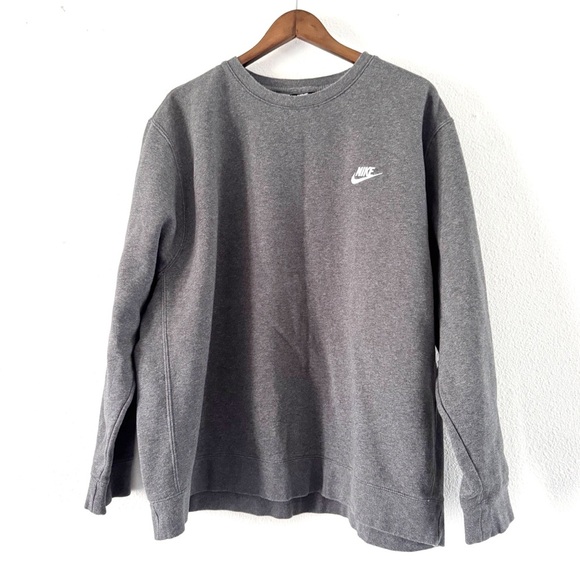 Nike Crewneck Men's Gray Embroidered Logo Sweatshirt Brushed Back Fleece XXL EUC - Picture 3 of 11